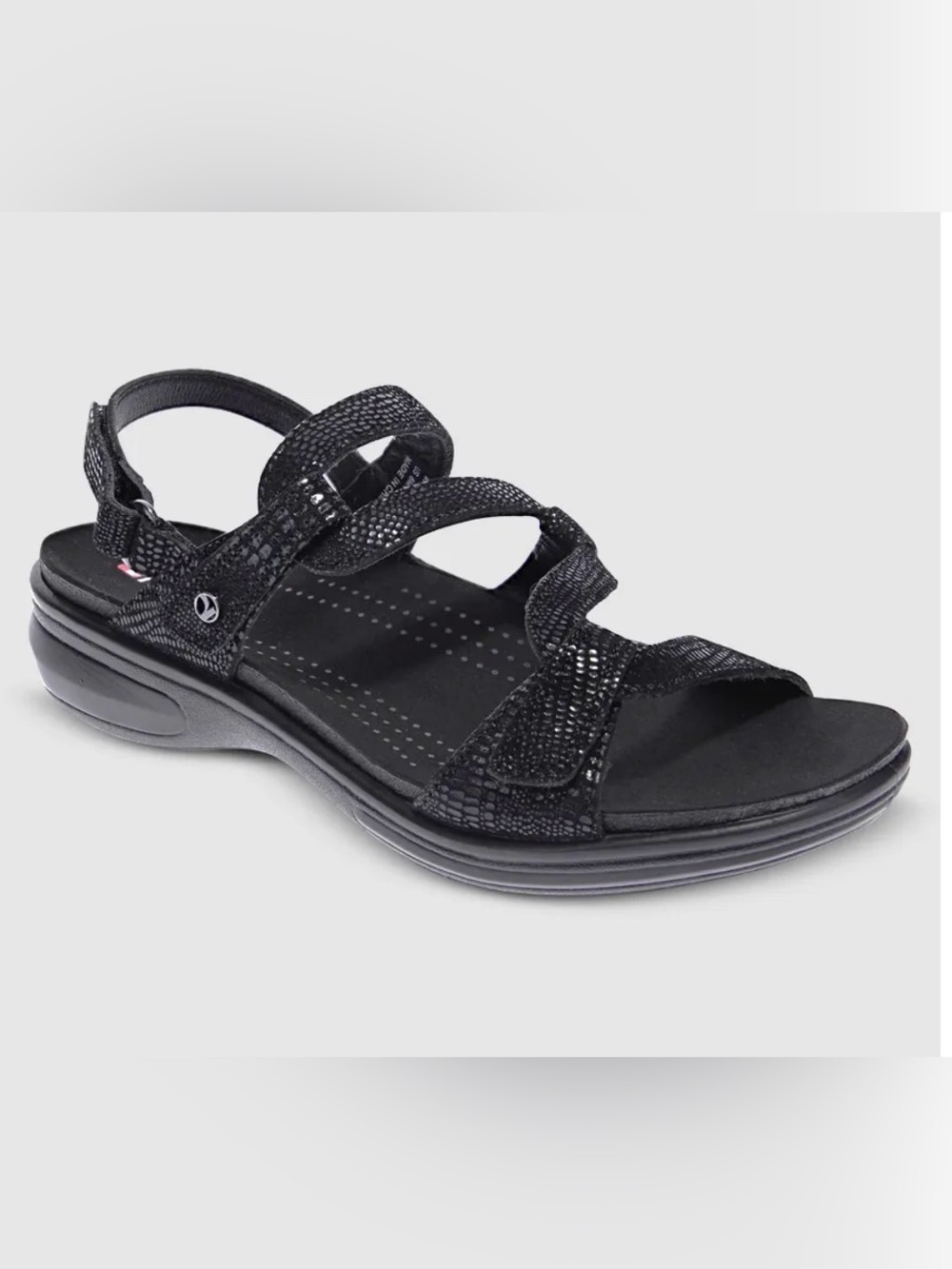 REVERE Miami Black Leather Sandal